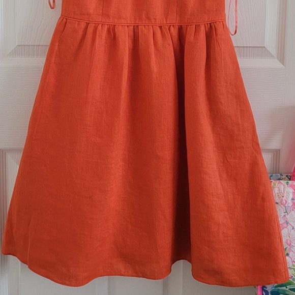 J. Crew Linen Cap Sleeve Dress in Orange/Red, Size 0 - Picture 14 of 16